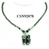 Hematite Elephant Pendant Beads Stone Chain Choker Fashion Women Necklace